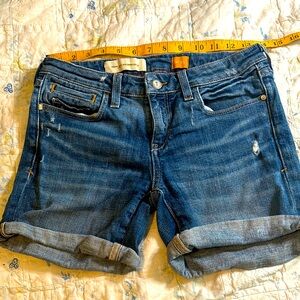 7 For All Mankind Blue Denim Jean Shorts with Rolled Cuffs